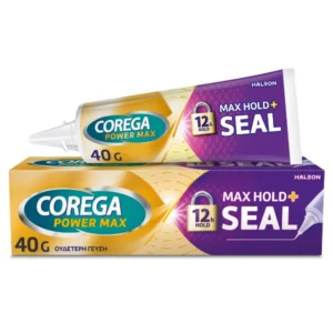 Corega Max Hold+Seal Στερεωτική Κρέμα Τεχνητής Οδοντοστοιχίας για Προστασία από την Εισχώρηση Τροφών, 40gr