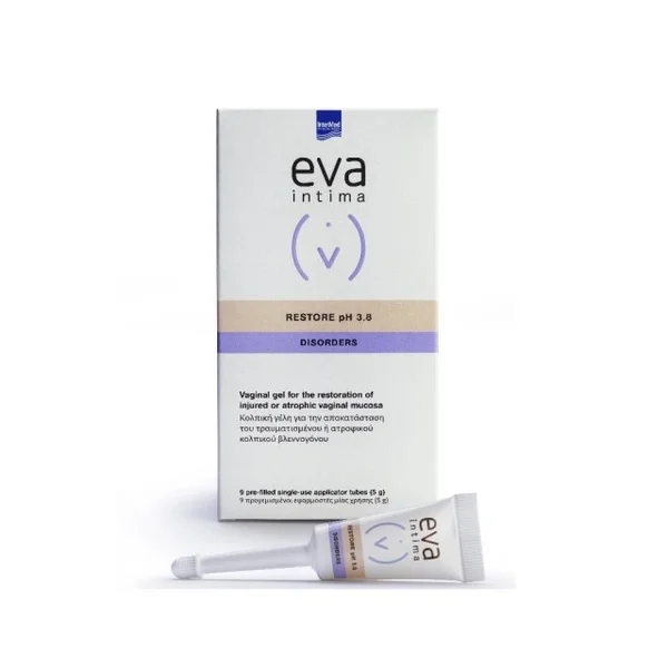 Intermed Eva Intima Restore pH 3.8 Disorders, Κολπική Γέλη για την Επούλωση Κολπικού Βλεννογόνου, 9 Προγεμισμένα Σωληνάρια 5gr - Image 3