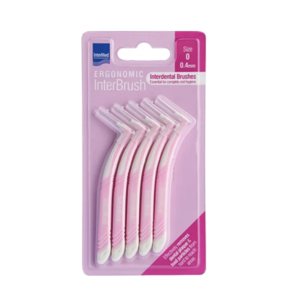 Intermed Ergonomic Interbrush Μεσοδόντια Βουρτσάκια Ροζ Size 0 - 0.4mm, 5τεμ