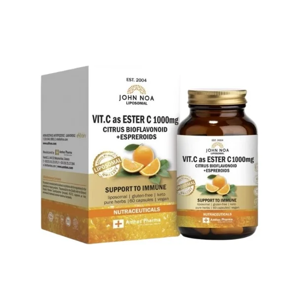 John Noa Liposomal Vitamin C As Ester C 1000mg Συμπλήρωμα Διατροφής Για Την Φυσιολογική Λειτουργία Του Ανοσοποιητικού Συστήματος, 60 κάψουλες