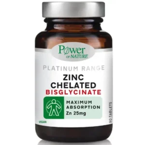 Power of Nature Platinum Range Zinc Chelated Bisglycinate Zn 25mg, 90tablets