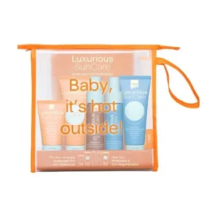 Intermed Luxurious Sun Care Travel Kit με Αντηλιακό Σώματος SPF30, 75ml, After Sun Τζελ, 75ml, Λάδι Μαυρίσματος SPF6, 50ml, Ενυδατικό Mist Προσώπου & Σώματος, 50ml, Αντηλιακή Κρέμα Προσώπου SPF50, 30ml & Νεσεσέρ, 1σετ