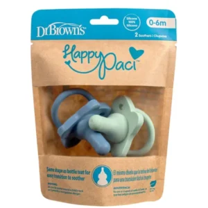Dr. Brown’s Happy-Paci Πιπίλα Σιλικόνης Μπλε/Πράσινη 0-6m, 2 τεμάχια