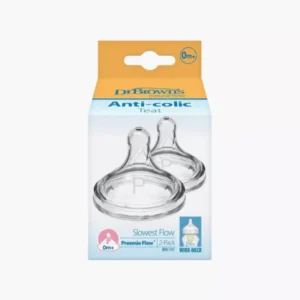 Dr. Brown’s Preemie Flow Θηλή Σιλικόνης Options+ Φαρδύ Λαιμό 0m+ 2τμχ