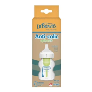 Dr. Brown’s Natural Flow Anti-Colic Options+ Γυάλινο Μπιμπερό με Φαρδύ Λαιμό 0m+, 150ml