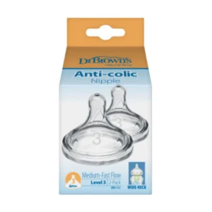 Dr. Brown’s Natural Flow Θηλές Μέτρια προς Γρήγορη Ροή 6m+ για Μπιμπερό με Φαρδύ Λαιμό, 2 τεμάχια