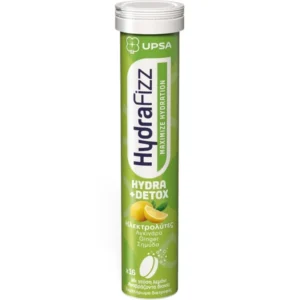 Upsa HydraFizz Hydra + Detox Ηλεκτρολύτες με Γεύση Λεμόνι, 16 Αναβράζοντα Δισκία